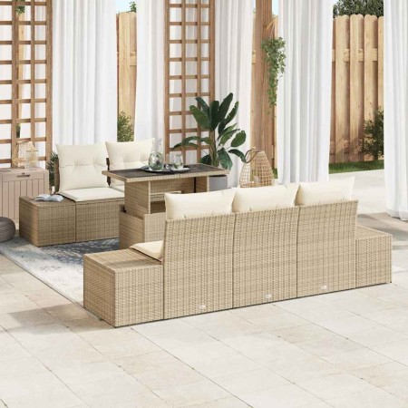 Conjunto de sofá de jardín 6 pcs beige y crema 100 x 55 x 73 cm