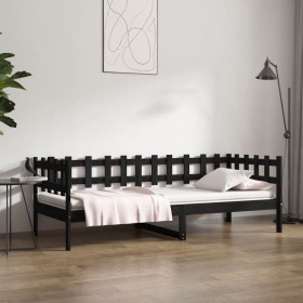 Schlafsofa aus massivem schwarzem Kiefernholz, 90 x 200 cm von vidaXL, Betten und Lattenroste - Ref: Foro24-820760, Preis: 10...