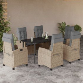 Set comedor de jardín 7 pzas con cojines ratán sintético beige en Conjuntos de jardín | Comprar online en Foro24