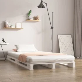 Solid white pine wood pallet bed 100x200 cm by vidaXL, Beds and slatted bases - Ref: Foro24-821383, Price: 105,66 €, Discount: %