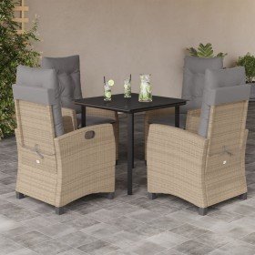 Set comedor de jardín 5 pzas con cojines ratán sintético beige en Conjuntos de jardín | Comprar online en Foro24
