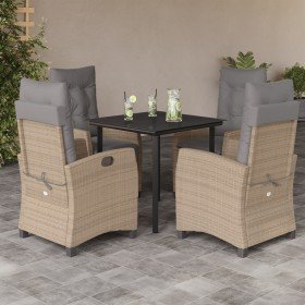 Set comedor de jardín 5 pzas con cojines ratán sintético beige Set comedor de jardín 5 pzas con cojines ratán sintético beige