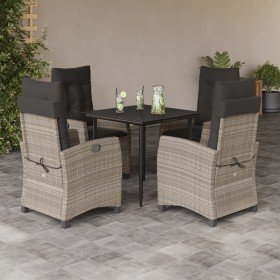Set comedor de jardín 5 pzas cojines ratán sintético gris claro en Conjuntos de jardín | Comprar online en Foro24