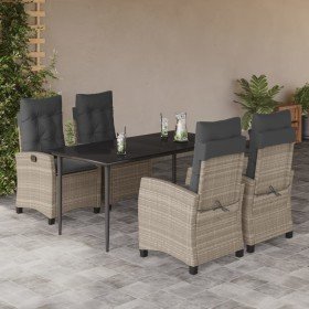 Set comedor de jardín 5 pzas cojines ratán sintético gris claro en Conjuntos de jardín | Comprar online en Foro24