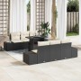 Conjunto de sofá de jardín 7 pcs Negro y crema 100 x 55 x 73 cm