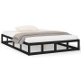 Estructura cama doble pequeña madera maciza negro 120x190 cm