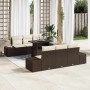Conjunto de sofá de jardín con cojín 7 pcs Marrón y crema