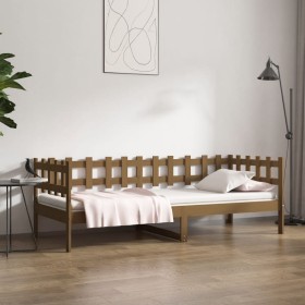 Honey brown solid pine wood sofa bed 90x200 cm by vidaXL, Beds and slatted bases - Ref: Foro24-820759, Price: 95,29 €, Discou...