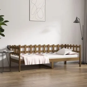 Sofá cama madera maciza de pino marrón miel 90x200 cm de vidaXL, Camas y somieres - Ref: Foro24-820759, Precio: 94,25 €, Desc...
