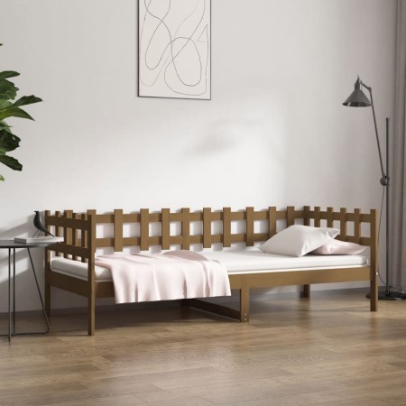 Sofá cama madera maciza de pino marrón miel 90x200 cm de vidaXL, Camas y somieres - Ref: Foro24-820759, Precio: 95,23 €, Desc...
