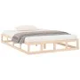 Estructura cama doble pequeña madera maciza 135x190 cm de vidaXL, Camas y somieres - Ref: Foro24-820836, Precio: 112,14 €, De...