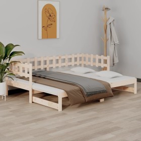 Sofá cama extraíble madera maciza de pino 2x(90x190) cm