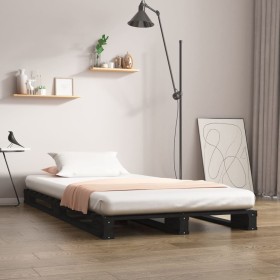 Cama de palets madera maciza pino negra pequeña 75x190 cm de vidaXL, Camas y somieres - Ref: Foro24-821421, Precio: 119,02 €,...