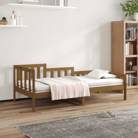 Sofá cama de madera maciza de pino marrón miel 90x190 cm