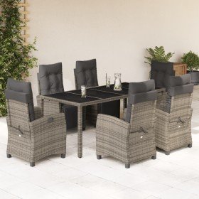 Set comedor jardín 7 pzas y cojines ratán sintético gris en Conjuntos de jardín | Comprar online en Foro24