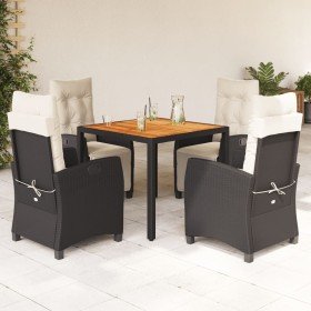 Set de muebles jardín 5 pzas con cojines ratán sintético negro en Conjuntos de jardín | Comprar online en Foro24