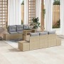 Conjunto de sofá de jardín con cojín 7 pcs beige y gris claro