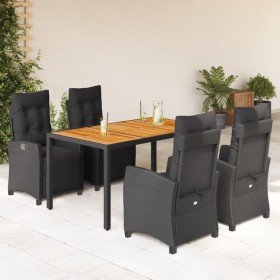 Set de muebles jardín 5 pzas con cojines ratán sintético negro en Conjuntos de jardín | Comprar online en Foro24