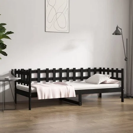 Solid black pine wood sofa bed 80x200 cm by vidaXL, Beds and slatted bases - Ref: Foro24-820755, Price: 89,08 €, Discount: %