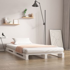 Cama de palets madera maciza de pino blanco 90x200 cm de vidaXL, Camas y somieres - Ref: Foro24-821378, Precio: 117,24 €, Des...