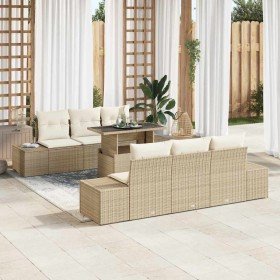 Conjunto de sofá de jardín 7 pcs beige y crema 100 x 55 x 73 cm