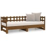 Sofá cama extraíble madera maciza de pino marrón 2