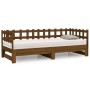 Sofá cama extraíble madera maciza de pino marrón 2