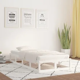 White solid wood bed frame 100x200 cm by vidaXL, Beds and slatted bases - Ref: Foro24-820787, Price: 91,68 €, Discount: %