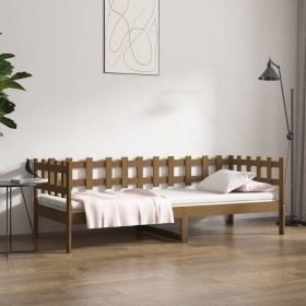 Sofá cama de madera maciza de pino marrón miel 90x
