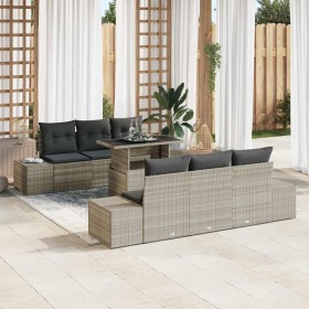Conjunto de sofá de jardín 7 pcs Gris claro 100 x 55 x 73 cm
