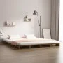 Honey brown solid pine wood pallet bed 120x200 cm by vidaXL, Beds and slatted bases - Ref: Foro24-821390, Price: 174,28 €, Di...