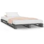 Solid gray pine wood pallet bed 100x200 cm by vidaXL, Beds and slatted bases - Ref: Foro24-821384, Price: 136,74 €, Discount: %