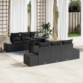 Conjunto de sofá de jardín 7 pcs Negro 100 x 55 x 73 cm