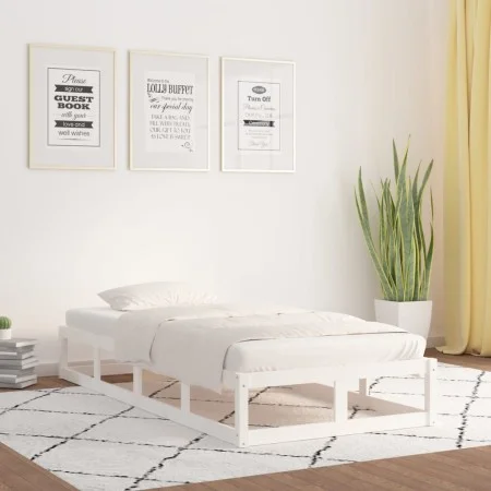 White solid wood bed frame 90x200 cm by vidaXL, Beds and slatted bases - Ref: Foro24-820782, Price: 82,53 €, Discount: %