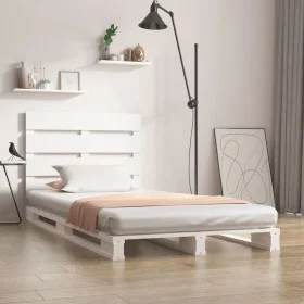 Solid white pine wood bed frame 100x200 cm by vidaXL, Beds and slatted bases - Ref: Foro24-3120123, Price: 147,98 €, Discount: %