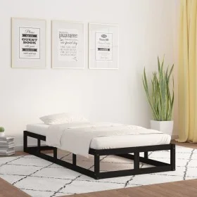 Schwarzer Massivholzbettrahmen 90x200 cm von vidaXL, Betten und Lattenroste - Ref: Foro24-820785, Preis: 95,05 €, Rabatt: %