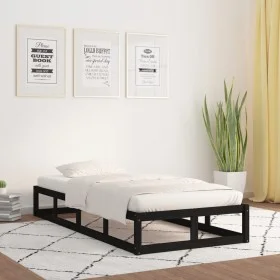 Black single solid wood bed frame 75x190 cm by vidaXL, Beds and slatted bases - Ref: Foro24-820825, Price: 95,72 €, Discount: %