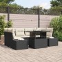 Conjunto de sofá de jardín 7 pcs Negro y crema 100 x 55 x 73 cm