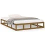 Estructura de cama de madera maciza marrón miel 200x200 cm de vidaXL, Camas y somieres - Ref: Foro24-820819, Precio: 180,98 €...