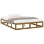 Estructura de cama de madera maciza marrón miel 200x200 cm de vidaXL, Camas y somieres - Ref: Foro24-820819, Precio: 180,98 €...