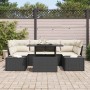 Conjunto de sofá de jardín 7 pcs Negro y crema 100 x 55 x 73 cm