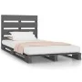 Solid gray pine wood bed frame 100x200 cm by vidaXL, Beds and slatted bases - Ref: Foro24-3120124, Price: 181,95 €, Discount: %