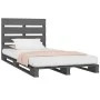Solid gray pine wood bed frame 100x200 cm by vidaXL, Beds and slatted bases - Ref: Foro24-3120124, Price: 181,95 €, Discount: %