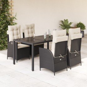 Set de muebles jardín 5 pzas con cojines ratán sintético negro en Conjuntos de jardín | Comprar online en Foro24