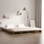 Camas de palets madera maciza pino marrón miel 140x190 cm de vidaXL, Camas y somieres - Ref: Foro24-821440, Precio: 198,63 €,...