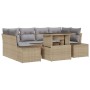 Conjunto de sofá de jardín con cojín 7 pcs beige y gris claro