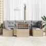 Conjunto de sofá de jardín con cojín 7 pcs beige y gris claro