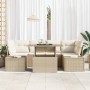 Conjunto de sofá de jardín 7 pcs beige y crema 100 x 55 x 73 cm