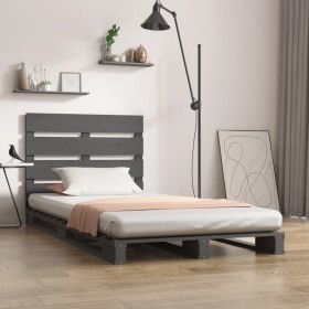 Estructura de cama madera maciza pino gris 75x190 cm