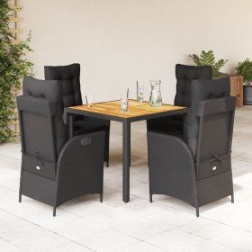 Set de muebles jardín 5 pzas con cojines ratán sintético negro Set de muebles jardín 5 pzas con cojines ratán sintético negro